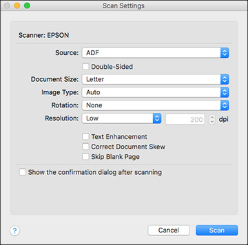 use the epson scanner utility for mac